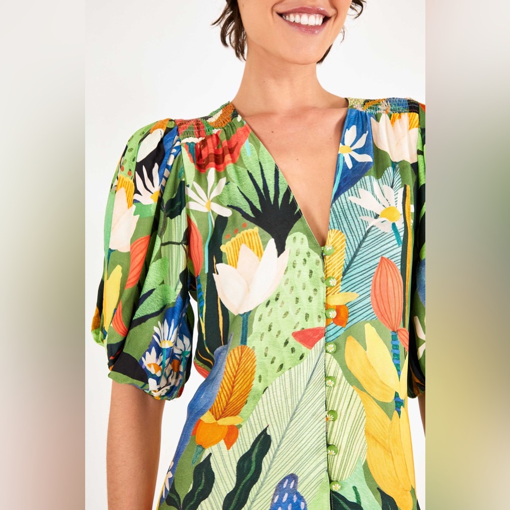 FARM Rio Vintage Toucans Plunge Neck Dress - Picture 5 of 8